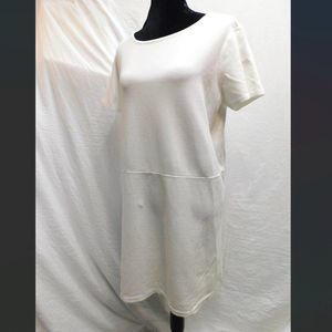 Eileen Fisher White Sheath Midi Dress Crew Neck